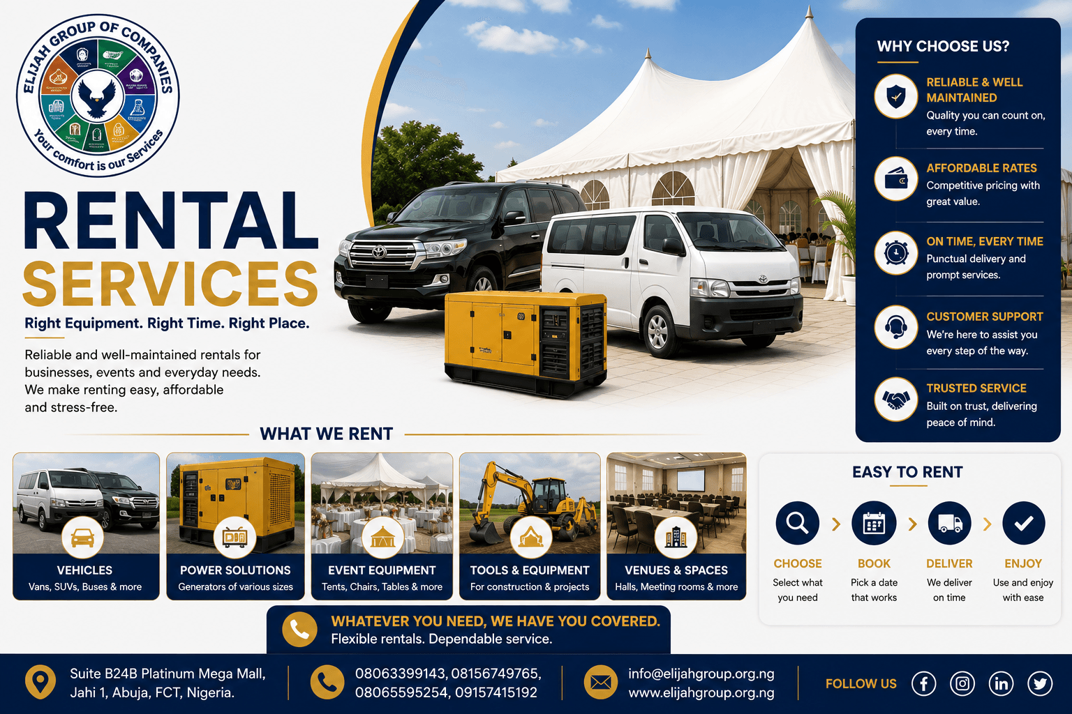 Rental Services - Elijah Group of Companies